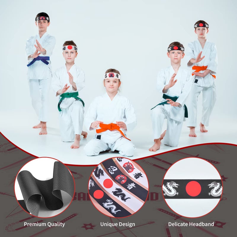WANGDEFA 24 Pieces Japanese Headband Samurai Headband Ninja Headbands Ninja Warrior Headbands Sushi Chef Bandana for Karate Sports Cooking Kitchen Costume Supply - Image 3
